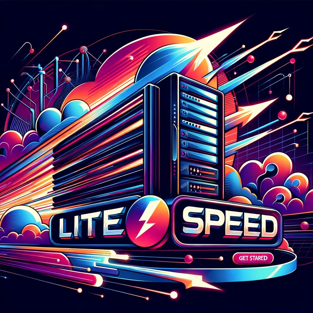 LiteSpeed Web Server hosting, featuring graphical elements that suggest high performance